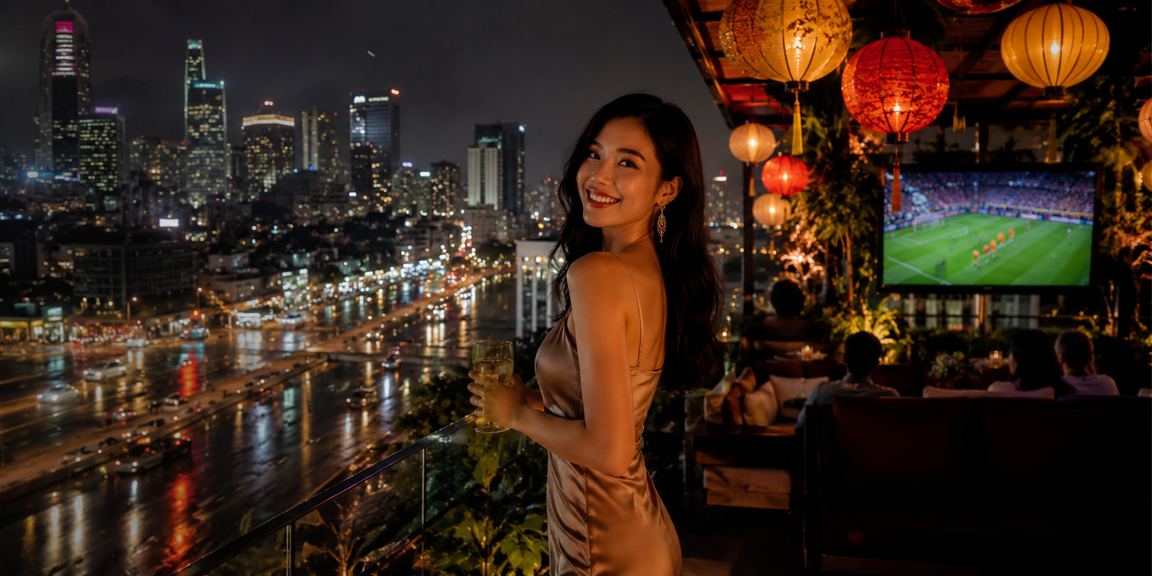 Người hâm mộ bóng đá tại TP. Hồ Chí Minh xem trận và đặt cược dưới ánh đèn lồng